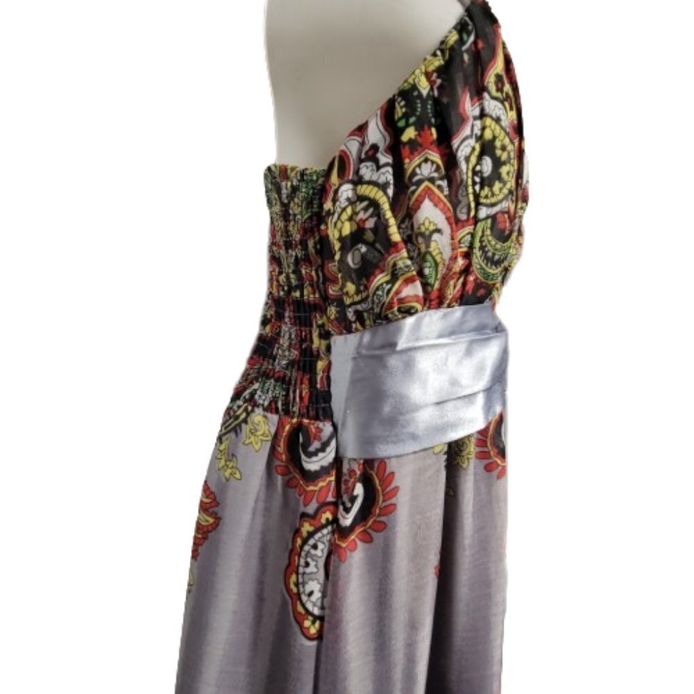 Long Dress Maxi Summer Dress Party Gown Paisley Abstract Print Colorful - Size L - Picture 6 of 16